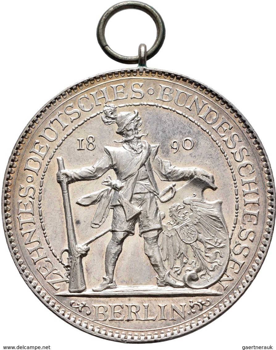 Medaillen Deutschland: 10. Deutsches Bundes-Schießen 1890 In Berlin: Lot 2 Medaillen; Silbermedaille - Autres & Non Classés