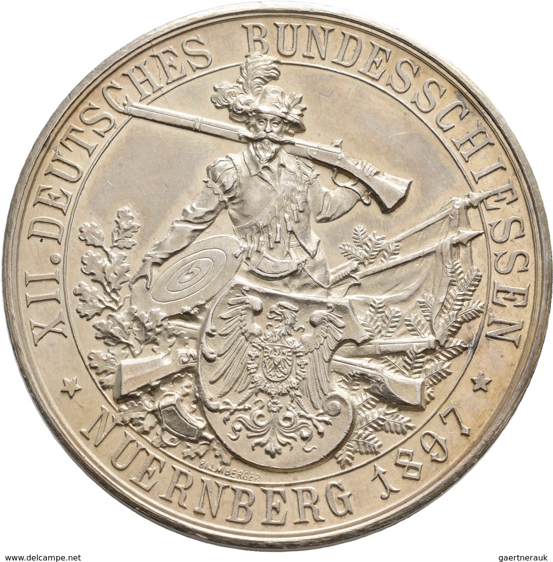 Medaillen Deutschland: 12. Deutsches Bundes-Schießen 1897 In Nürnberg: Lot 2 Medaillen; Silbermedail - Autres & Non Classés