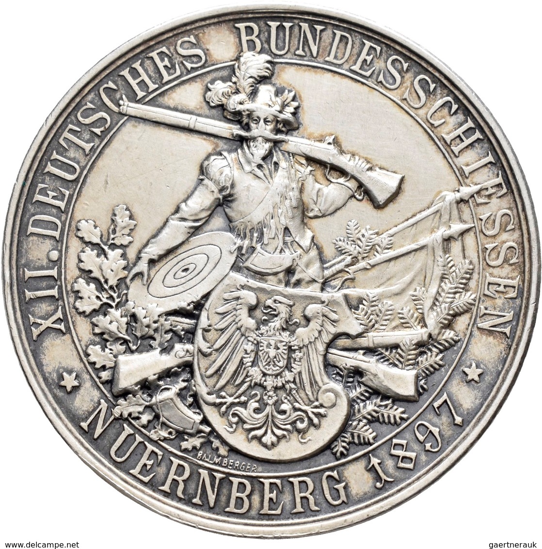 Medaillen Deutschland: 12. Deutsches Bundes-Schießen 1897 In Nürnberg: Silbermedaille 1897 Von Balmb - Sonstige & Ohne Zuordnung