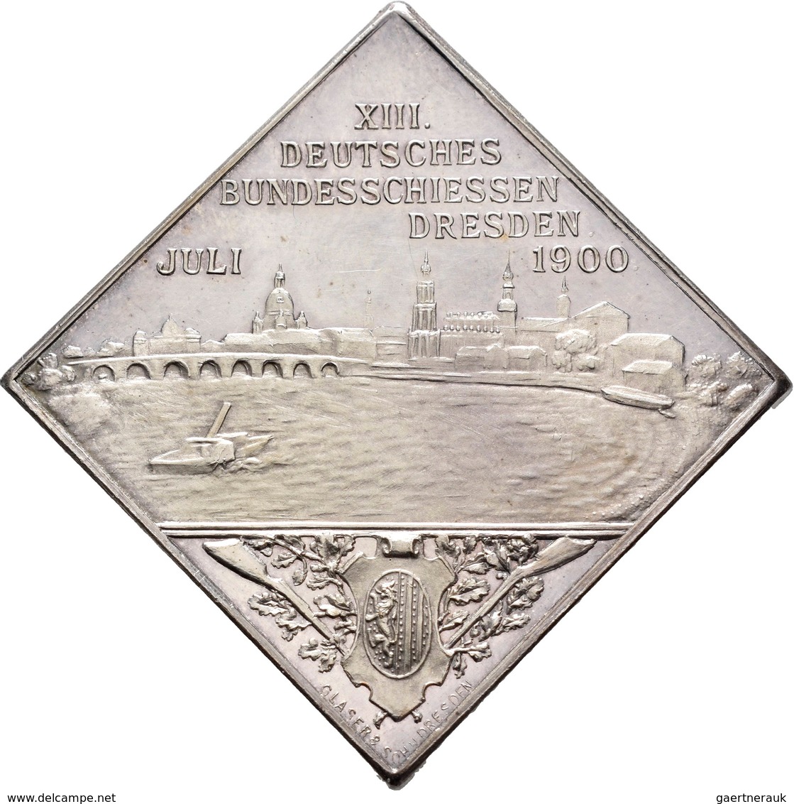 Medaillen Deutschland: 13. Deutsches Bundes-Schießen 1900 In Dresden: Lot 2 Medaillen; Silberklippe - Autres & Non Classés
