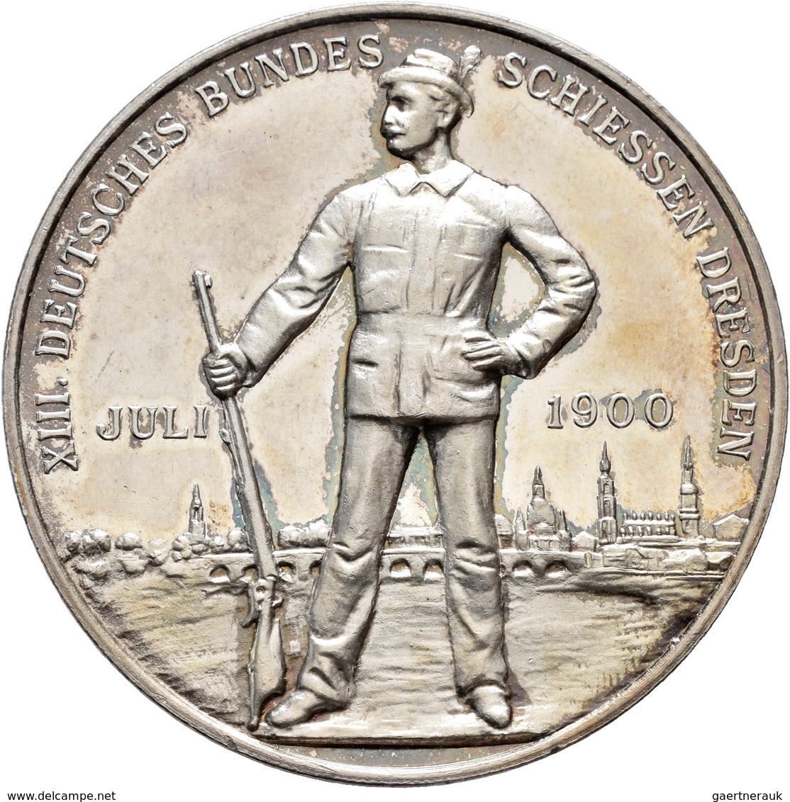 Medaillen Deutschland: 13. Deutsches Bundes-Schießen 1900 In Dresden: Lot 2 Medaillen; Silberklippe - Sonstige & Ohne Zuordnung