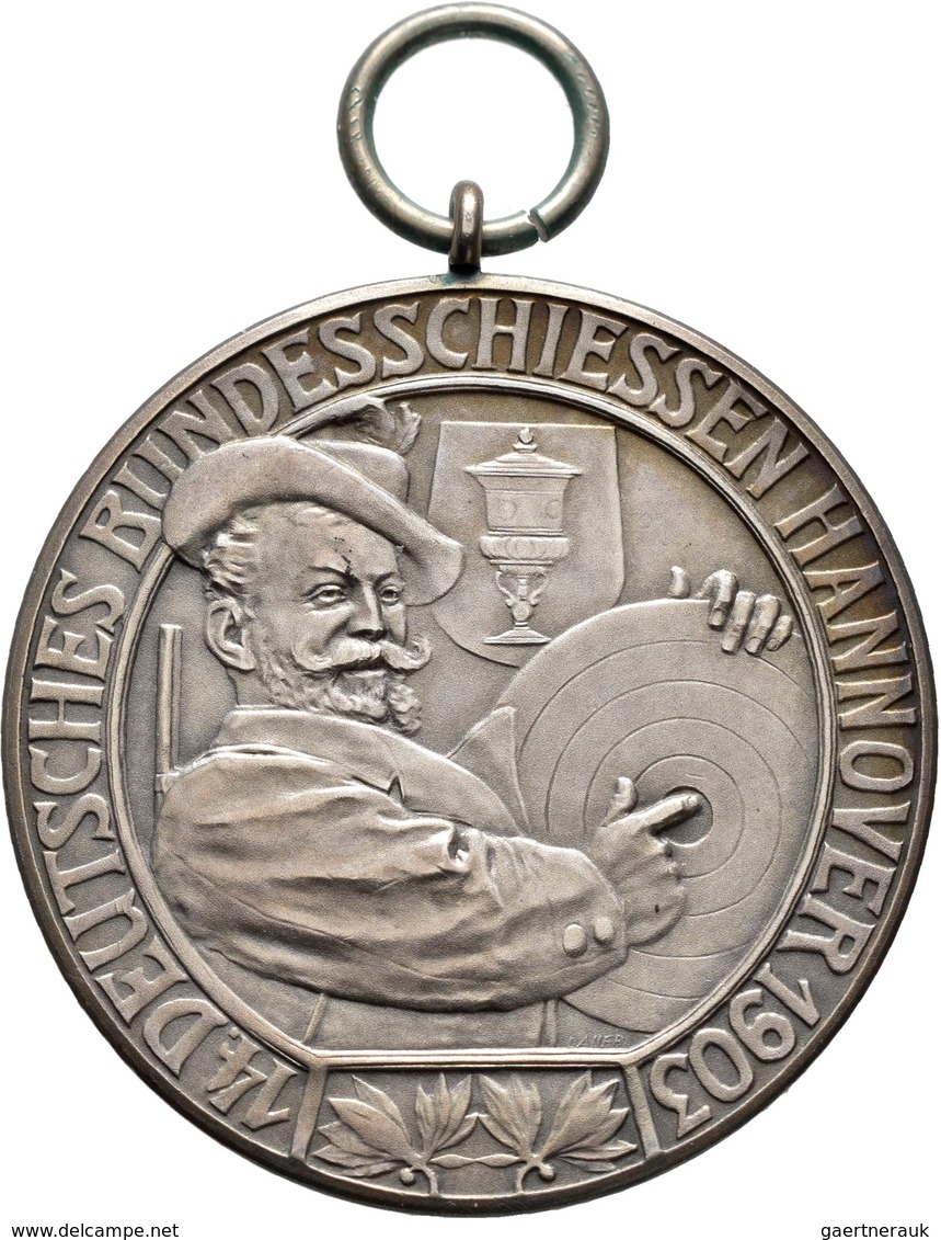 Medaillen Deutschland: 14. Deutsches Bundes-Schießen 1903 In Hannover: Lot 2 Medaillen; Goldmedaille - Andere & Zonder Classificatie