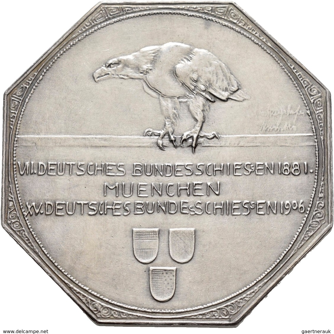 Medaillen Deutschland: 15. Deutsches Bundes-Schießen 1906 in München: Lot 4 Medaillen; Silbermedaill