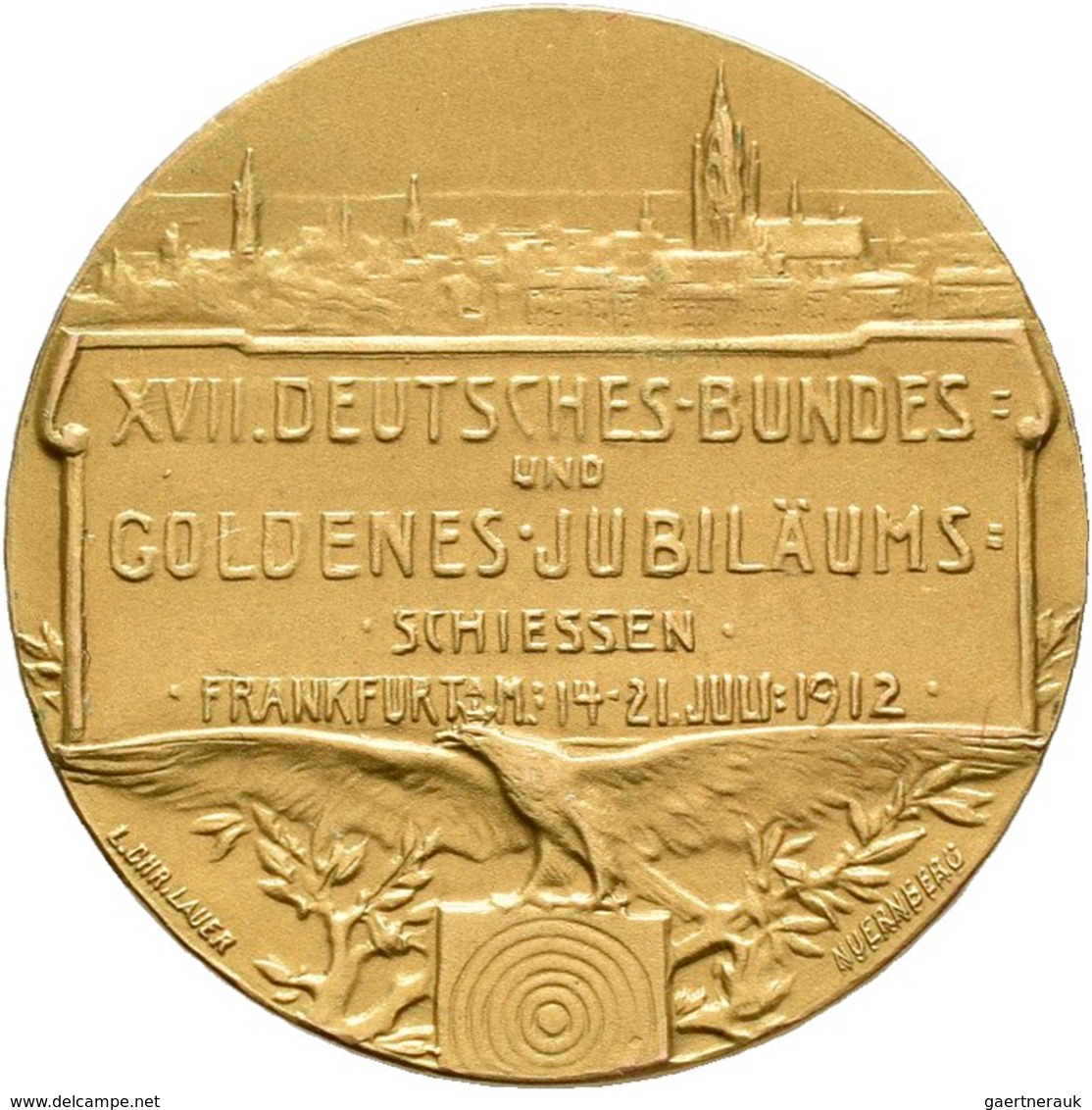 Medaillen Deutschland: 17. Deutsches Bundes-Schießen 1912 In Frankfurt A.M.: Lot 5 Medaillen; Goldme - Andere & Zonder Classificatie