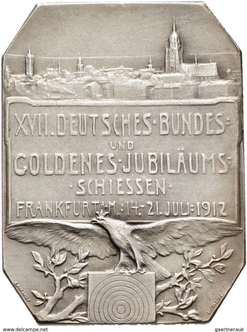 Medaillen Deutschland: 17. Deutsches Bundes-Schießen 1912 in Frankfurt a.M.: Lot 5 Medaillen; Goldme