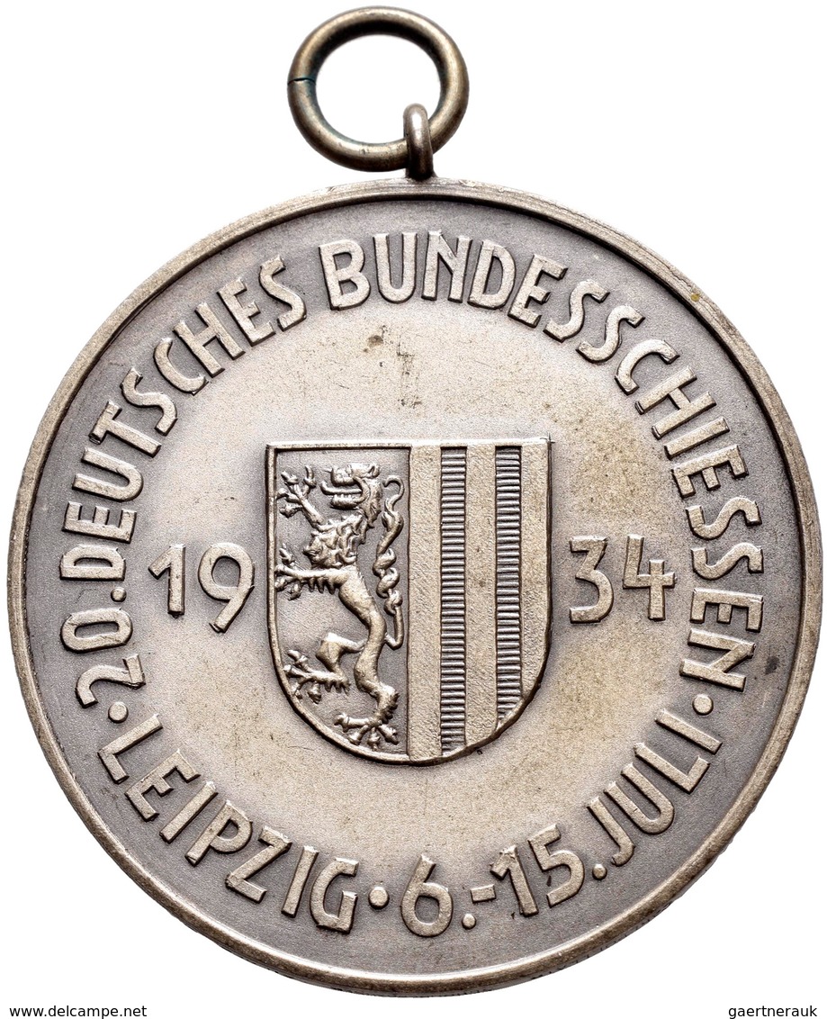 Medaillen Deutschland: 20. Deutsches Bundes-Schießen 1934 In Leipzig: Lot 4 Medaillen; Silbermedaill - Andere & Zonder Classificatie