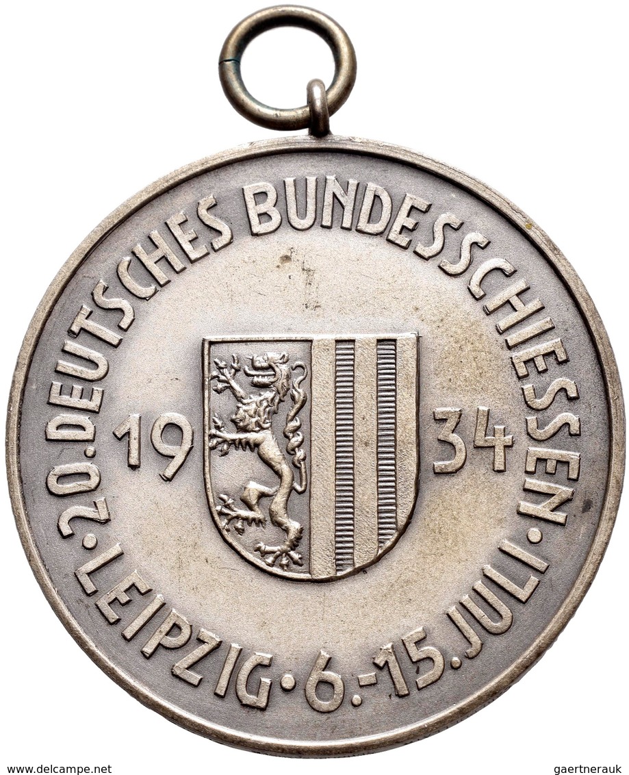 Medaillen Deutschland: 20. Deutsches Bundes-Schießen 1934 In Leipzig: Lot 4 Medaillen; Silbermedaill - Autres & Non Classés