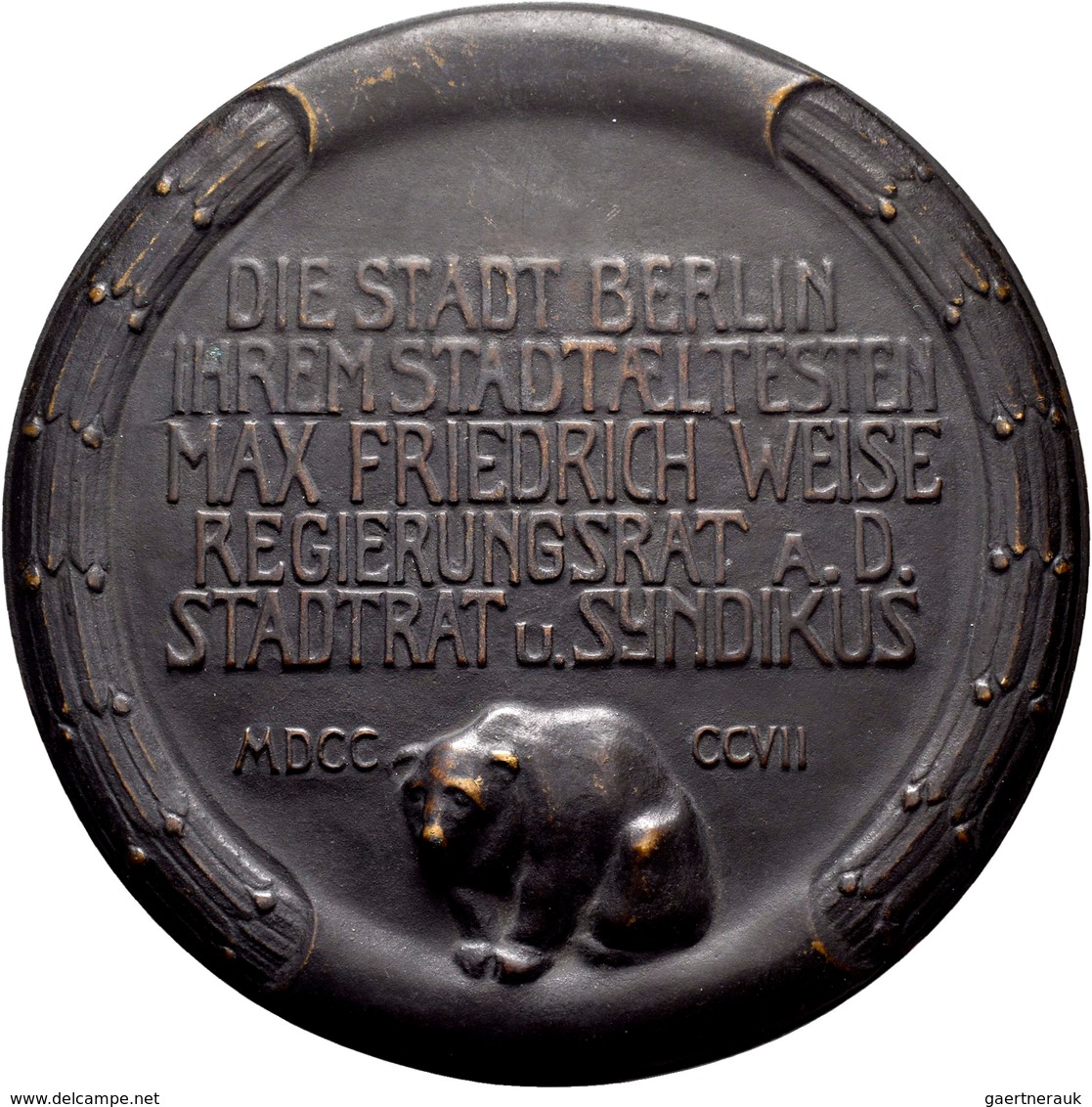 Medaillen Deutschland: Berlin: Bronzegussmedaille 1907, Unsigniert, Auf Max Friedrich Weise, Widmung - Sonstige & Ohne Zuordnung