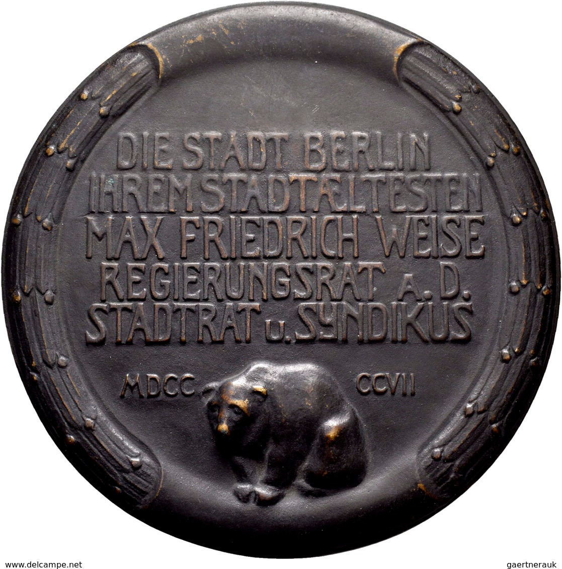 Medaillen Deutschland: Berlin: Bronzegussmedaille 1907, Unsigniert, Auf Max Friedrich Weise, Widmung - Autres & Non Classés