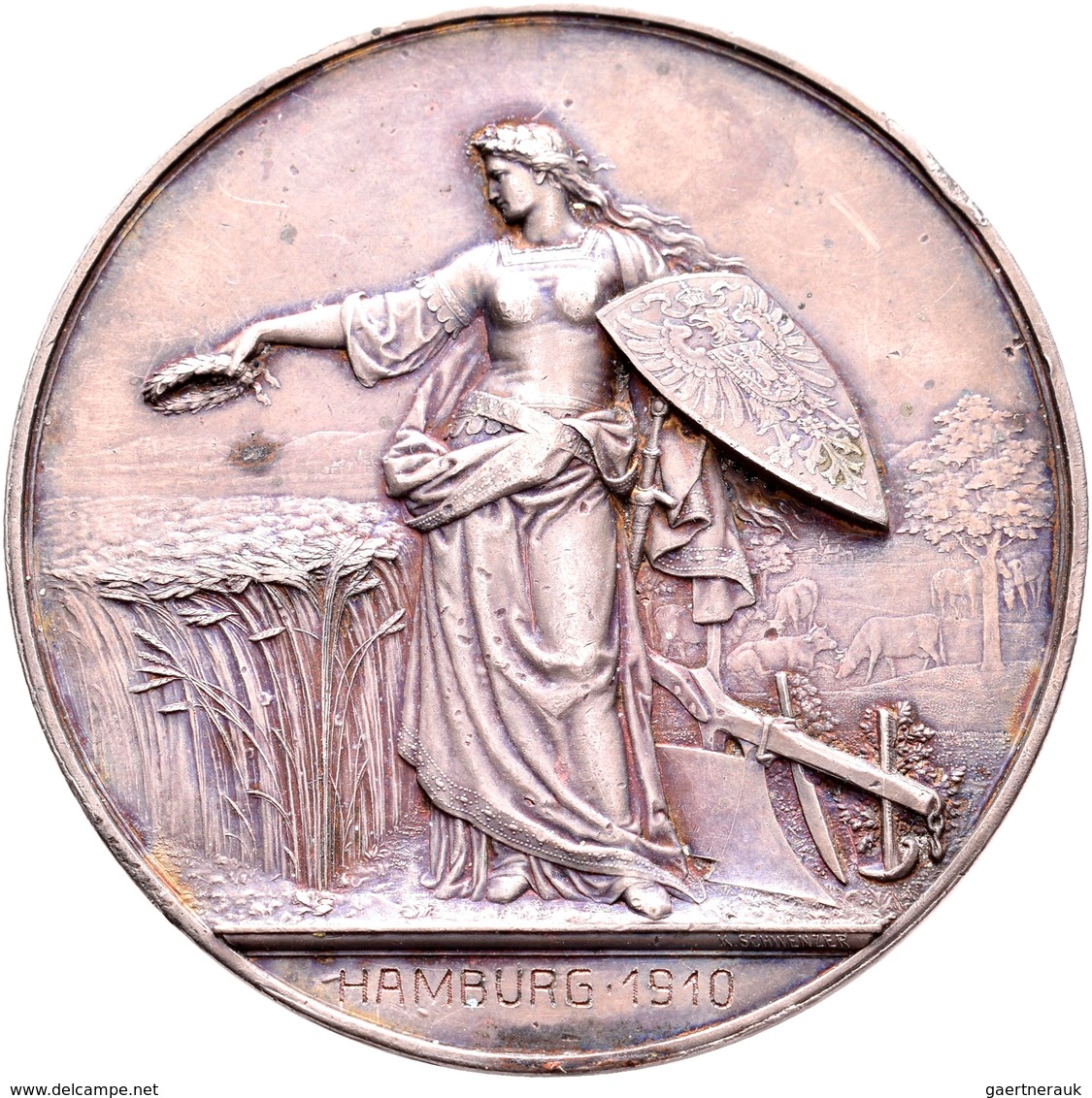 Medaillen Deutschland: Hamburg: Lot 2 Stück; Bronzene Prämienmedaille O.J. (Gravur 1910) Von Karl Sc - Autres & Non Classés