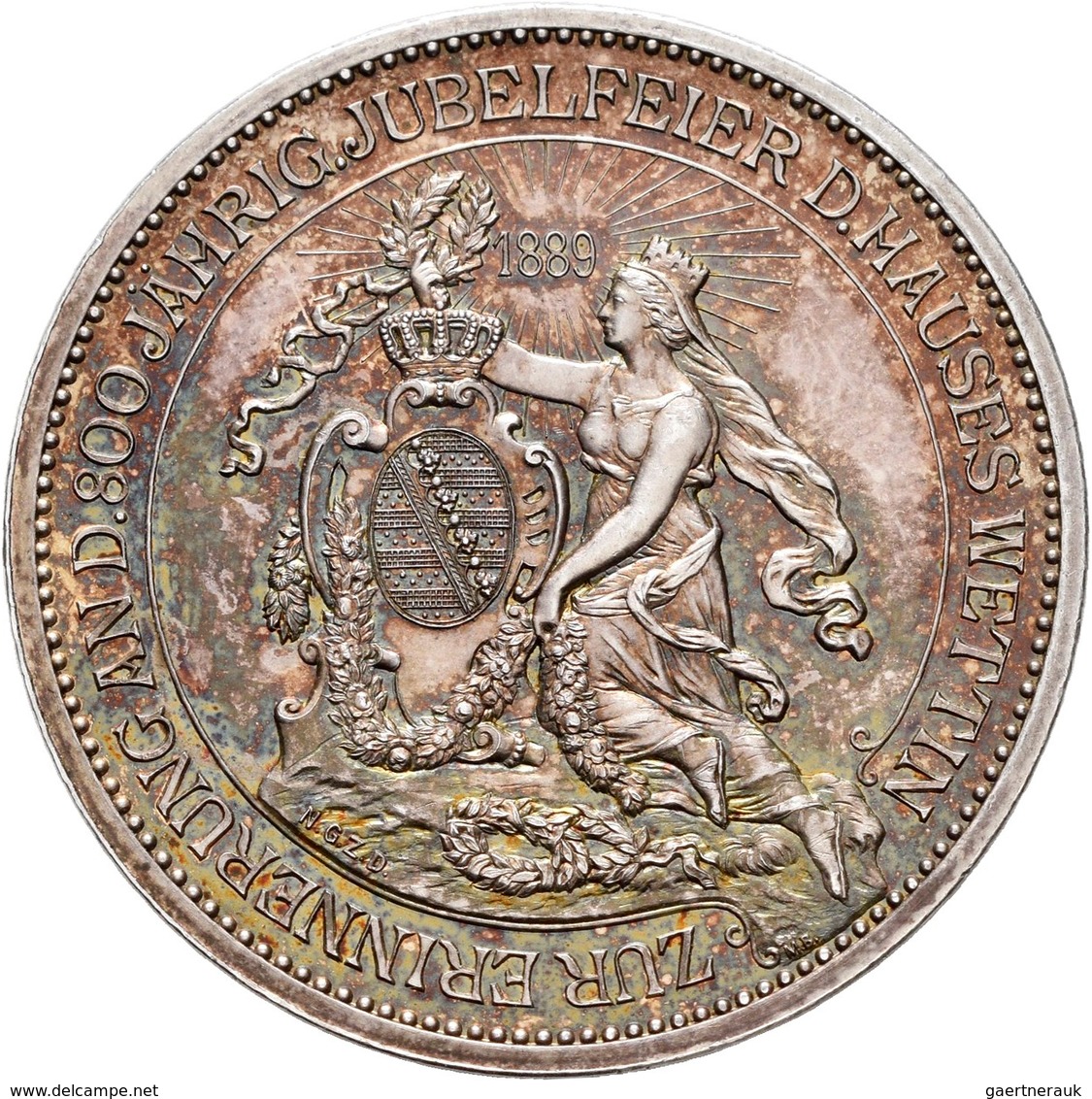 Medaillen Deutschland: Sachsen, Albert 1873-1902: Silbermedaille 1889, Stempel Von Barduleck, Auf Di - Sonstige & Ohne Zuordnung