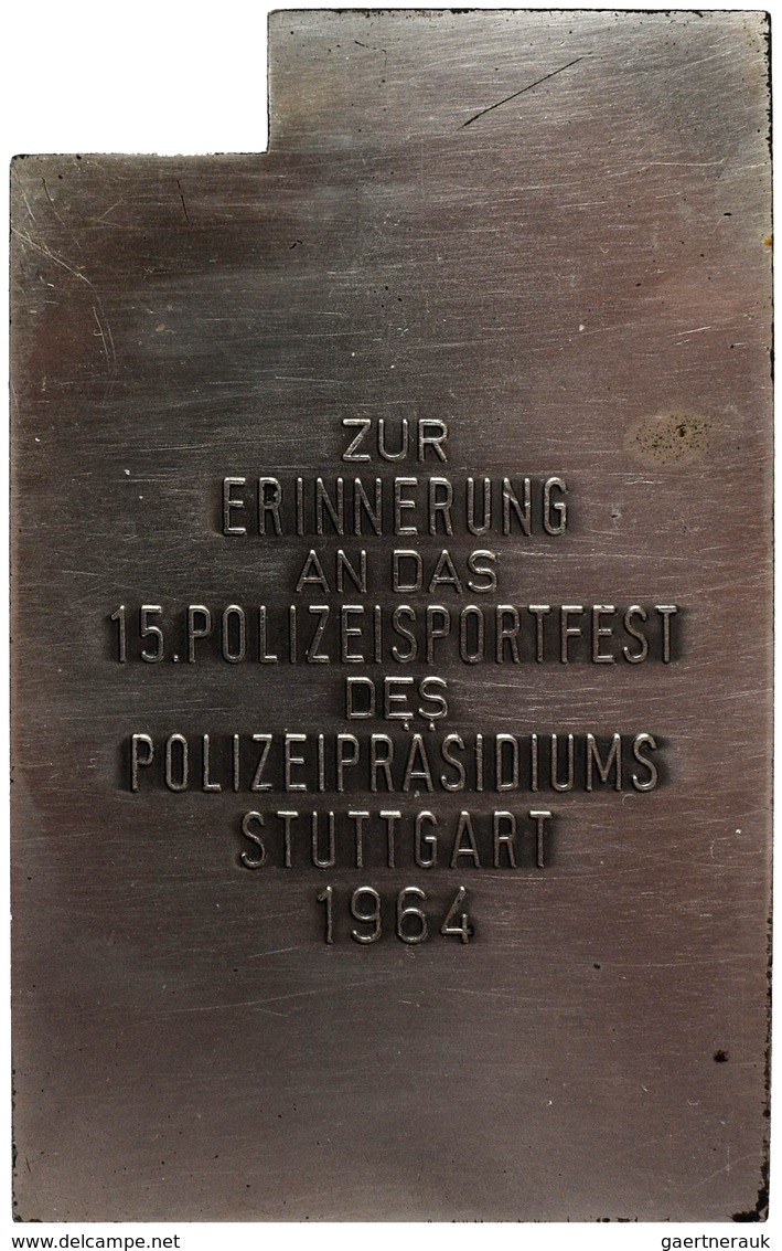 Medaillen Deutschland: Stuttgart: Versilberte Bronzeplakette 1964, Av: Stuttgart Stiftskirche, Rv: Z - Sonstige & Ohne Zuordnung