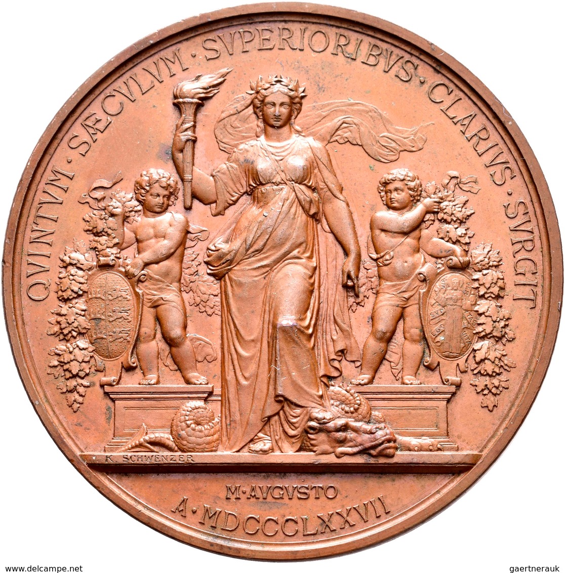 Medaillen Deutschland: Württemberg, Karl 1864-1891: Bronzemedaille 1877 Von Karl Schwenzer, Auf Die - Andere & Zonder Classificatie