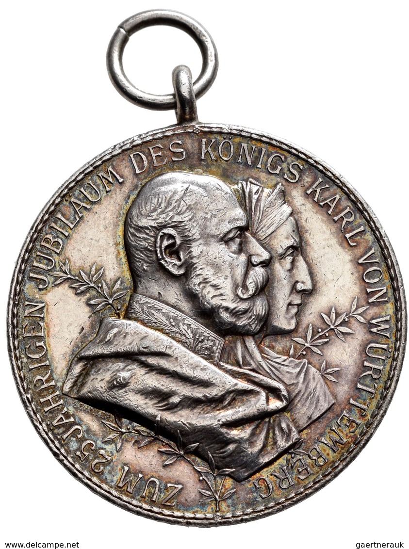 Medaillen Deutschland: Württemberg, Karl 1864-1891: Tragbare Silbermedaille 1889 Von G. Schiller Jun - Autres & Non Classés