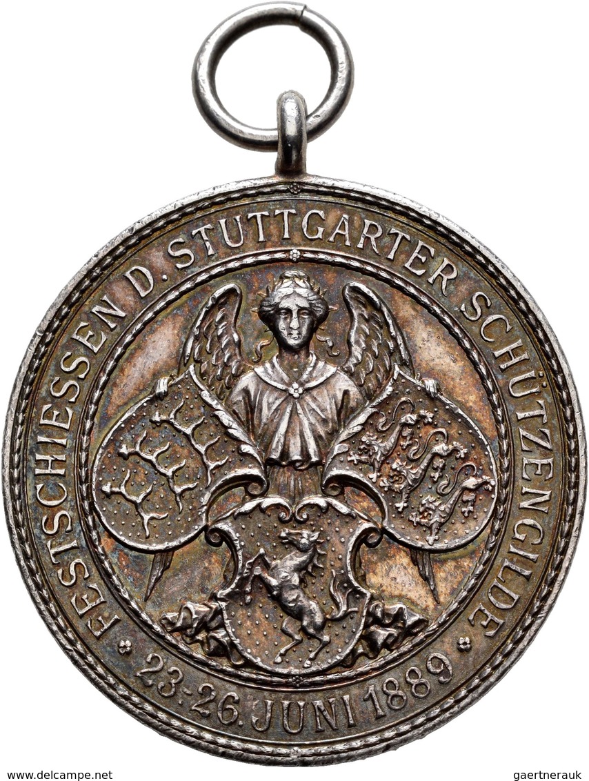 Medaillen Deutschland: Württemberg, Karl 1864-1891: Tragbare Silbermedaille 1889 Von G. Schiller Jun - Autres & Non Classés