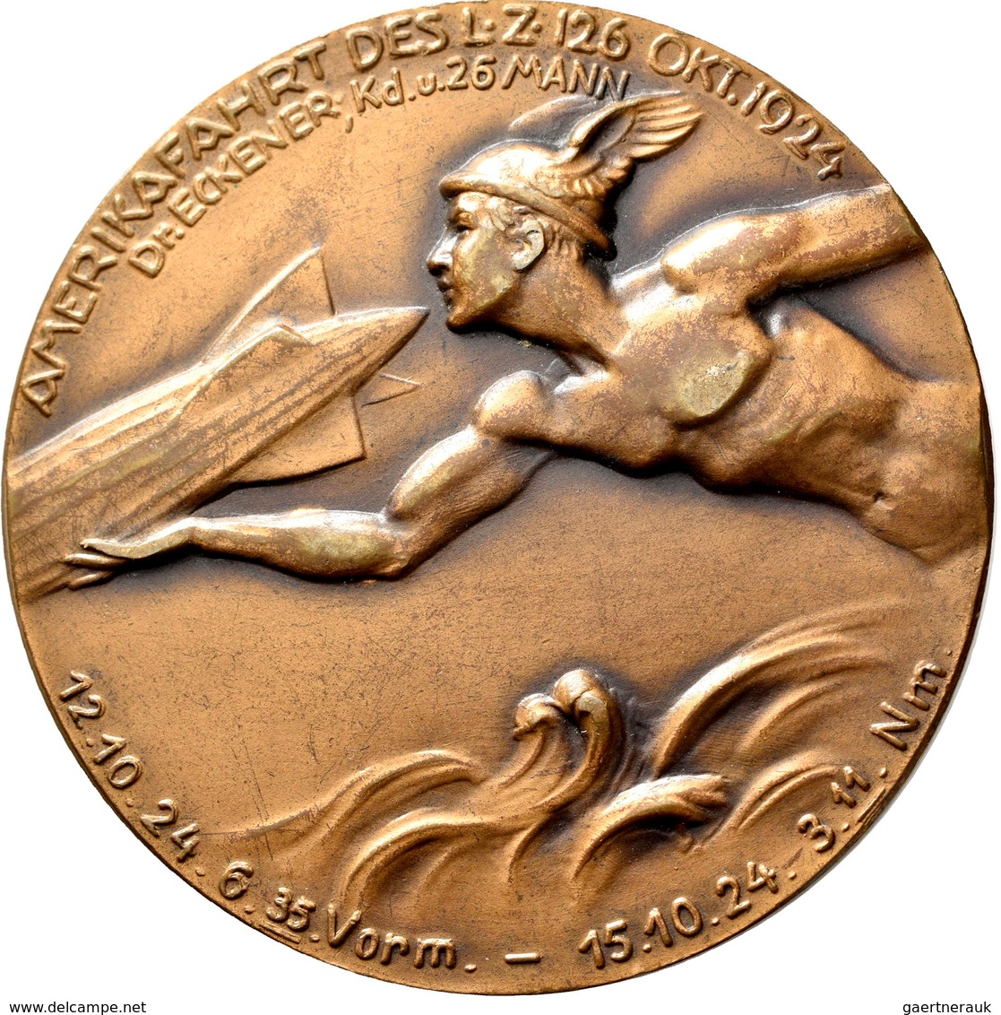 Medaillen Deutschland: Zeppelin: Bronzemedaille 1924 Von Mayer & Wilhelm, Stuttgart, Auf Die Amerika - Autres & Non Classés