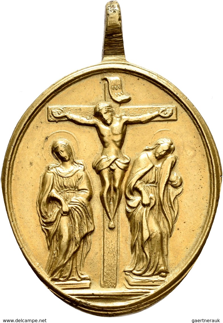 Medaillen - Religion: Italien,Trento (Trient), Dom: Vergoldete Wallfahrtsmedaille, 18. Jahrhundert, - Ohne Zuordnung