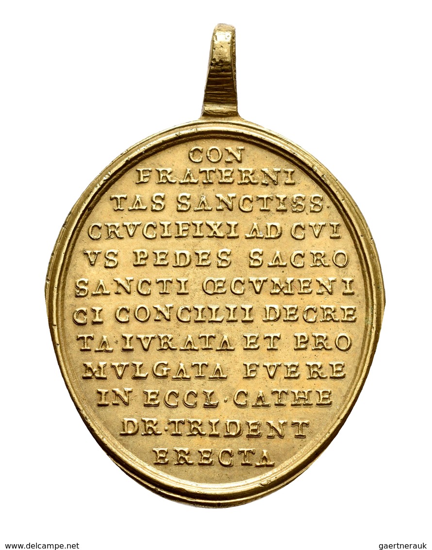 Medaillen - Religion: Italien,Trento (Trient), Dom: Vergoldete Wallfahrtsmedaille, 18. Jahrhundert, - Zonder Classificatie