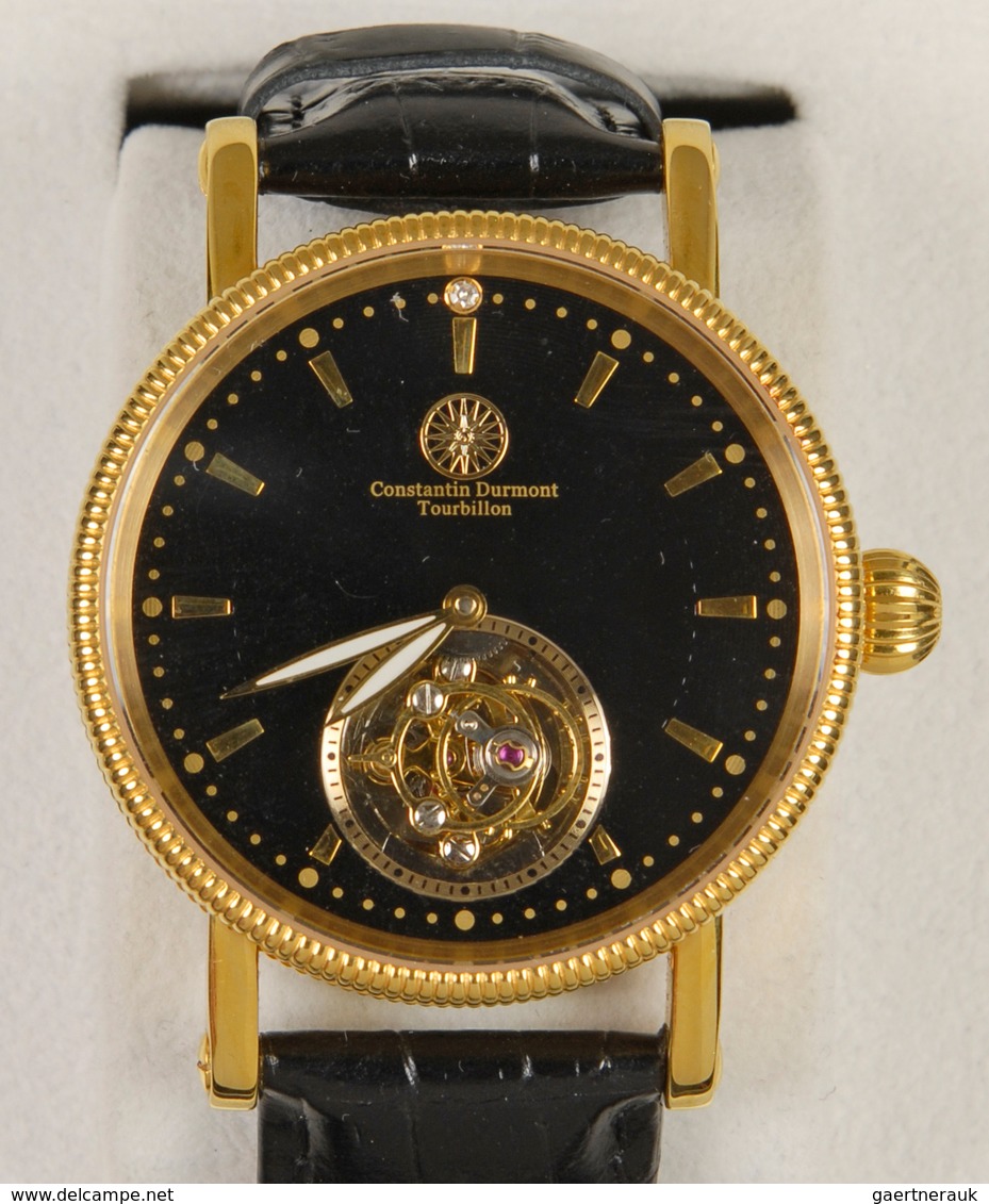 Uhren: Herrenarmbanduhr Von Constantin Durmont (GDBK-D, Tourbillon); Goldplated, Saphire Crystal, Le - Sonstige & Ohne Zuordnung