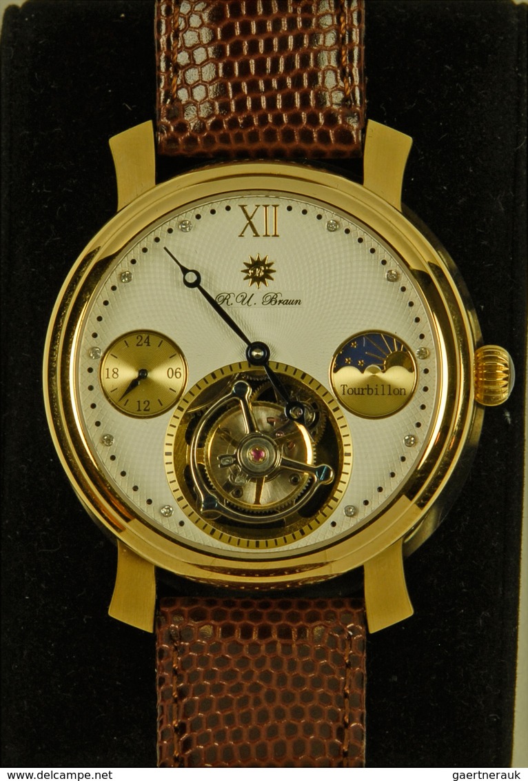 Uhren: Herrenarmbanduhr Von Raoul U. Braun: Tourbillon RUB01-T1GL. In Orig. Etui. Neuware. - Andere & Zonder Classificatie