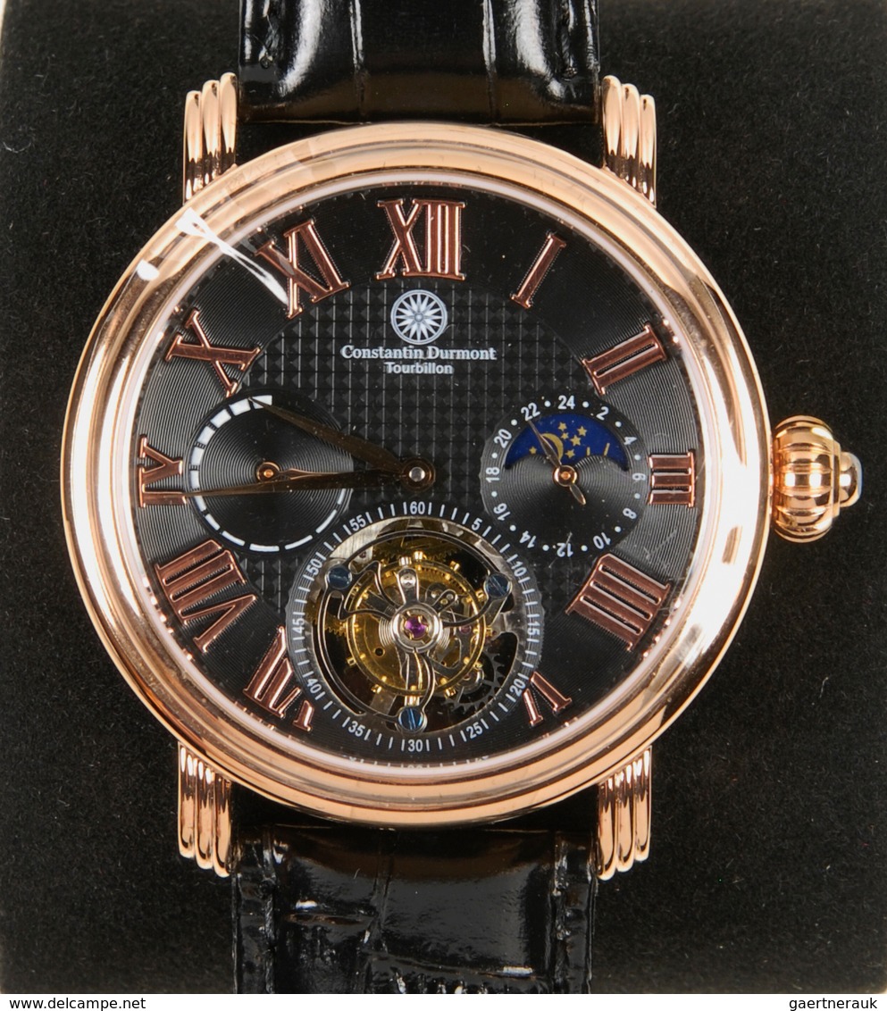 Uhren: Herrenarmbanduhr Von Constantin Durmont: Tourbillon 3320 Movement Saphire Chrystal, Mit Leder - Sonstige & Ohne Zuordnung