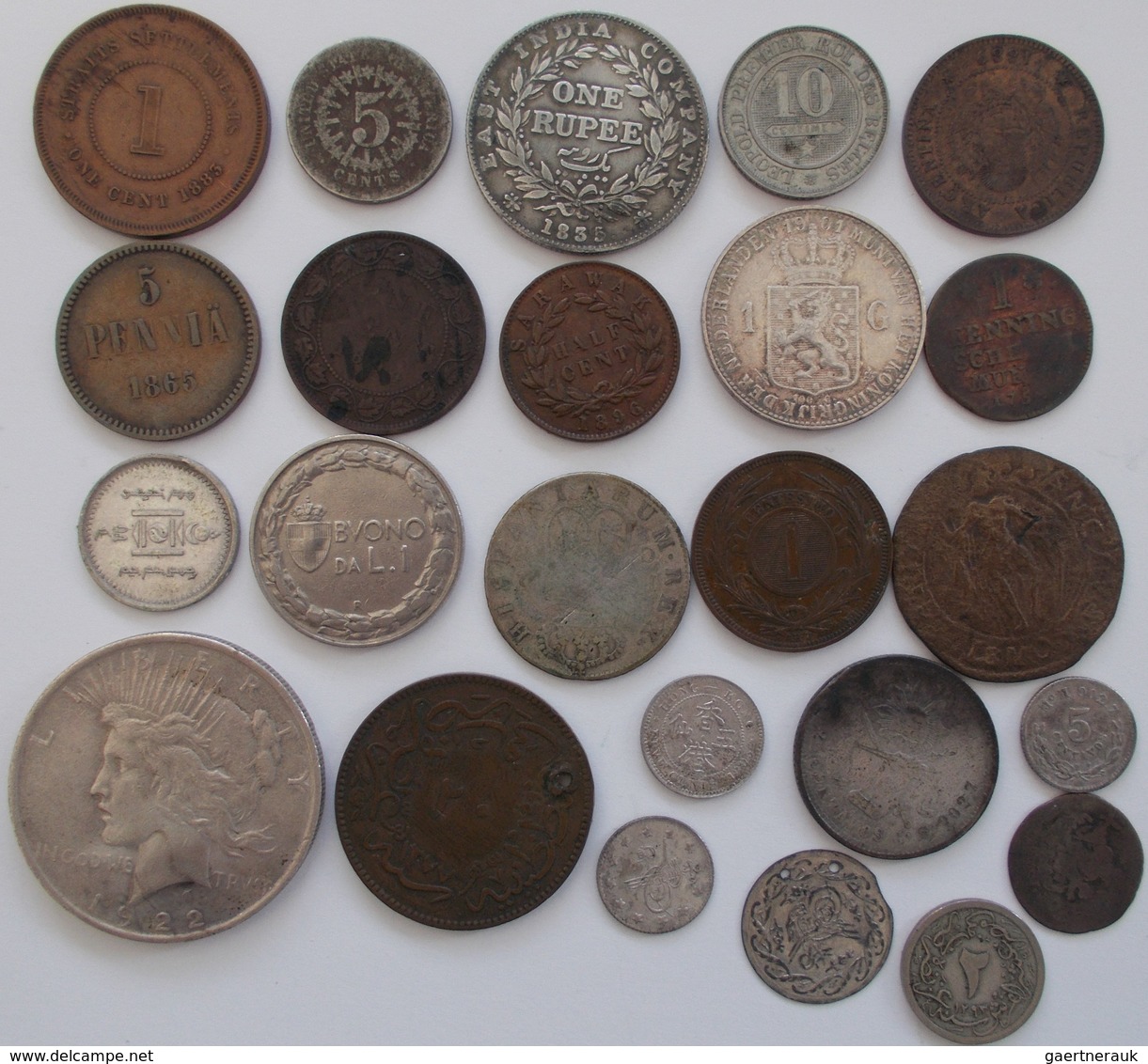 Alle Welt: Kleines Lot 24 Ausgewählte Münzen, Dabei Unter Anderem: Straits Settlement 1 Cent 1883; E - Andere & Zonder Classificatie