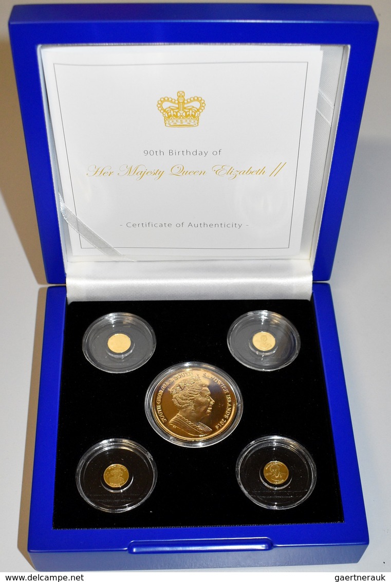 British Commenwealth - Anlagegold: Set 5 Münzen Zum 90. Geburtstag Her Majesty Queen Elizabeth II. D - Autres & Non Classés
