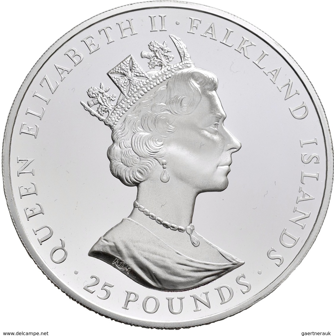 Falkland Inseln: 25 Pounds 1992, 400th Anniversary Of First Sighting, Silber 925/1000, 155,58 G, KM# - Falklandeilanden