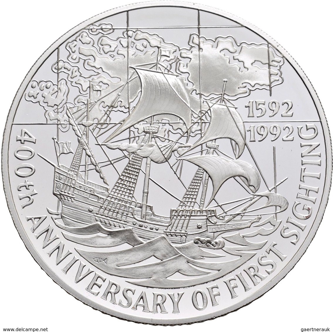Falkland Inseln: 25 Pounds 1992, 400th Anniversary Of First Sighting, Silber 925/1000, 155,58 G, KM# - Falklandeilanden