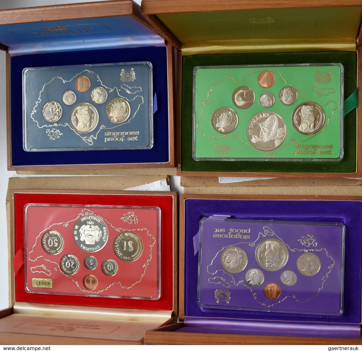 Singapur: Lot 4 X Singapore Proof Set: 1977 (6 Coins), PS 10 (KM 1-6) // 1978 (6 Coins), PS 11 (KM 1 - Singapore