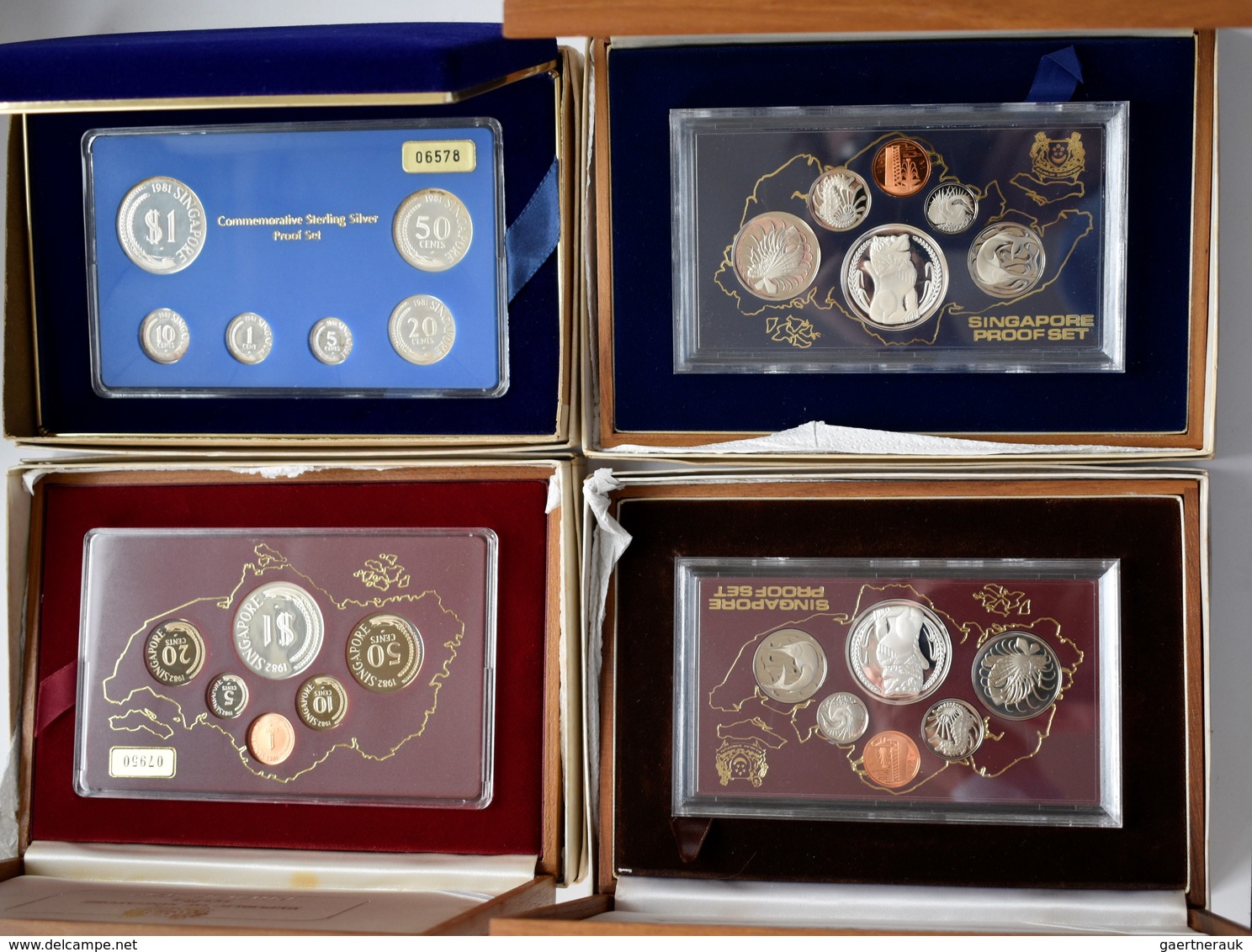 Singapur: Lot 4 X Singapore Proof Set: 1981 (6 Coins), PS 14 (KM 1b-2b,3a-6a) // 1982 (6 Coins), PS - Singapour