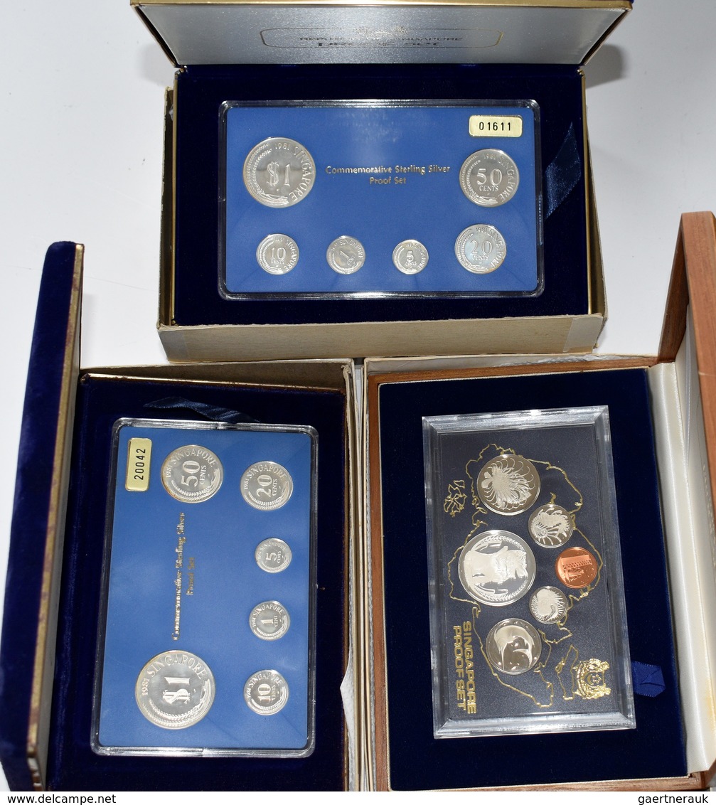 Singapur: Lot 3 X Singapore Proof Set: 2 X 1981 (6 Coins), PS 14 (KM 1b-2b,3a-6a) // 1983 ( 6 Coins) - Singapour