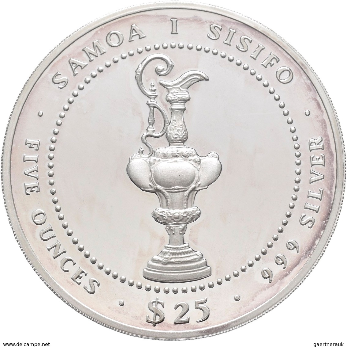 West Samoa: 25 Tala 1987, America's Cup - Perth Australia, Silber 999/1000, 155,5 G, KM#67, Polierte - Samoa