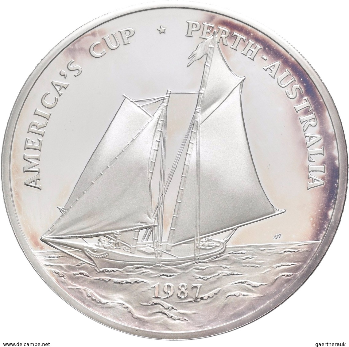 West Samoa: 25 Tala 1987, America's Cup - Perth Australia, Silber 999/1000, 155,5 G, KM#67, Polierte - Samoa