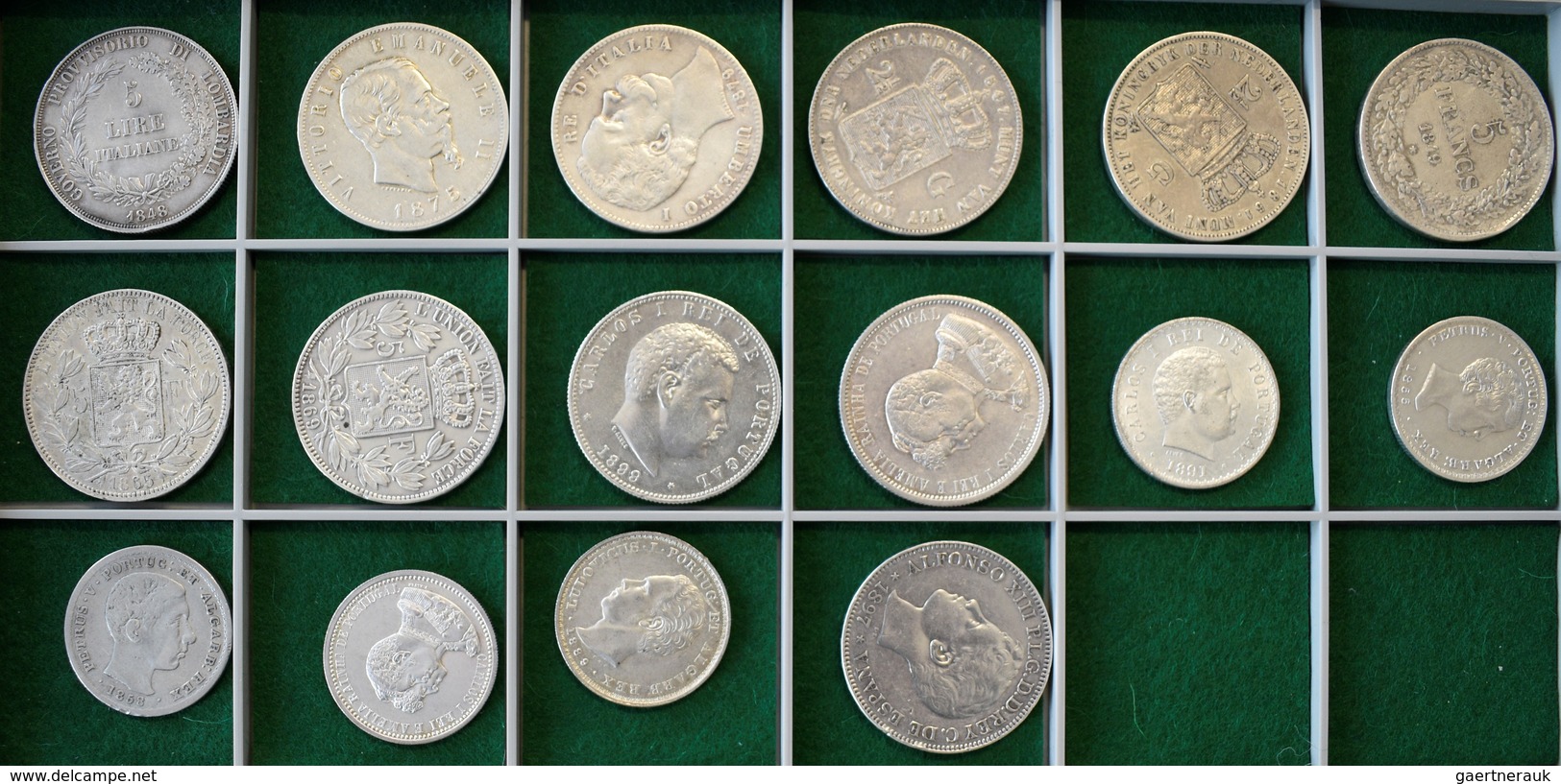 Europa: Lot 16 Europäischer Silbermünzen Des 19. Jahrhunderts; Belgien: 5 Francs 1849, 1865, 1869 / - Sonstige – Europa