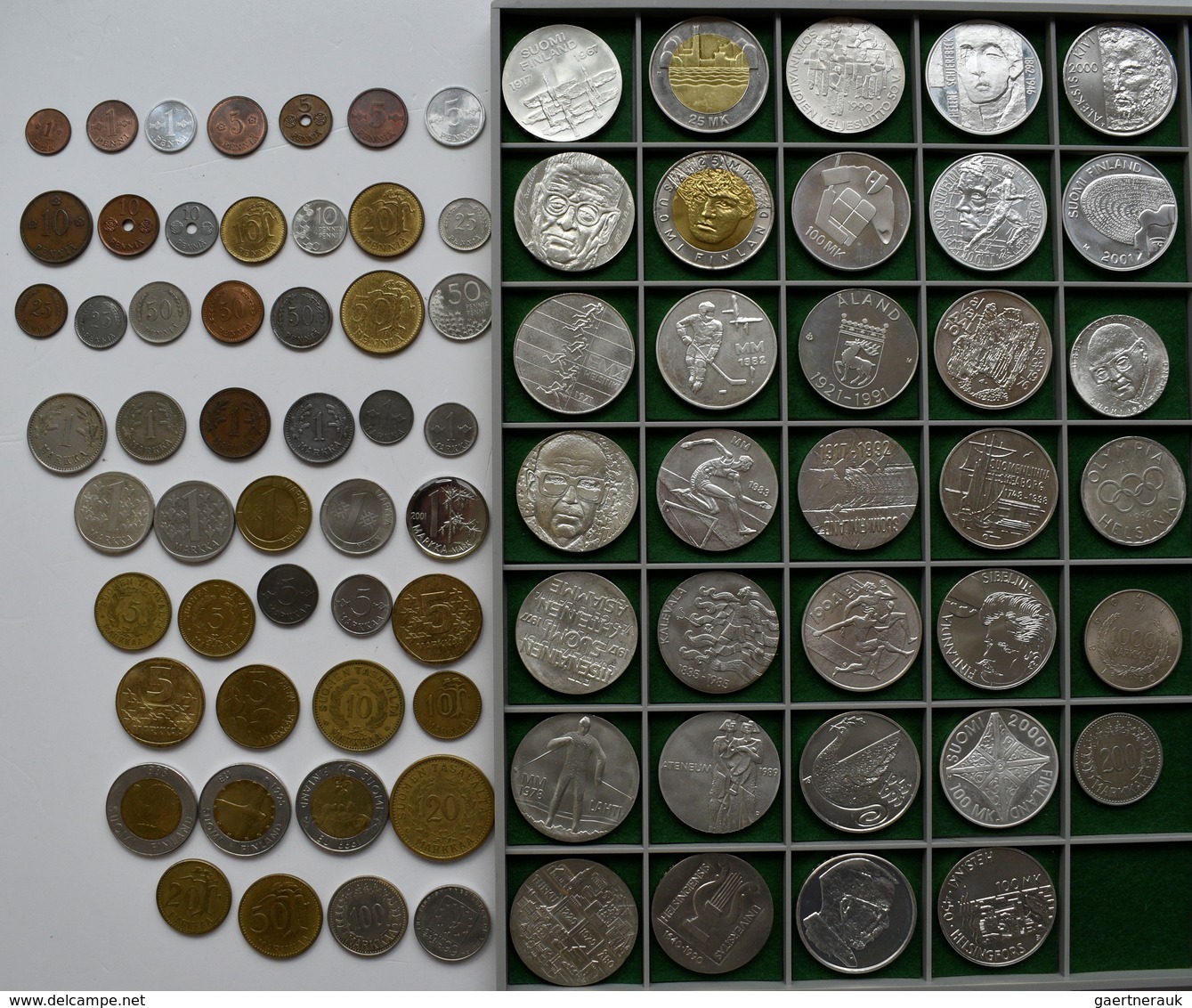Finnland: Lot Von über 80 Diversen Münzen Aus Finnland, Umlaufgeld Von 1 Penni Bis 100 Markkaa Sowie - Finland