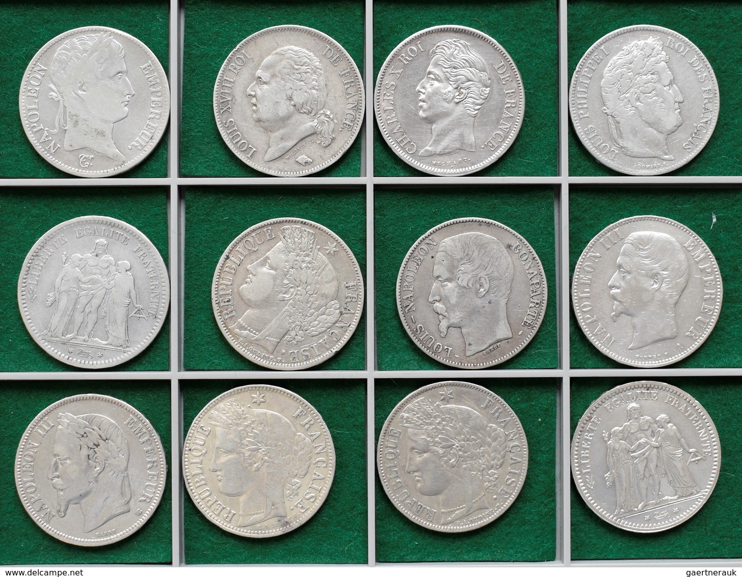 Frankreich: Lot 12 X 5 Francs; 1811 A, 1823 K, 1830 A, 1833 A, 1848 A, 1850 A, 1852 A, 1856 A, 1868 - Sonstige & Ohne Zuordnung