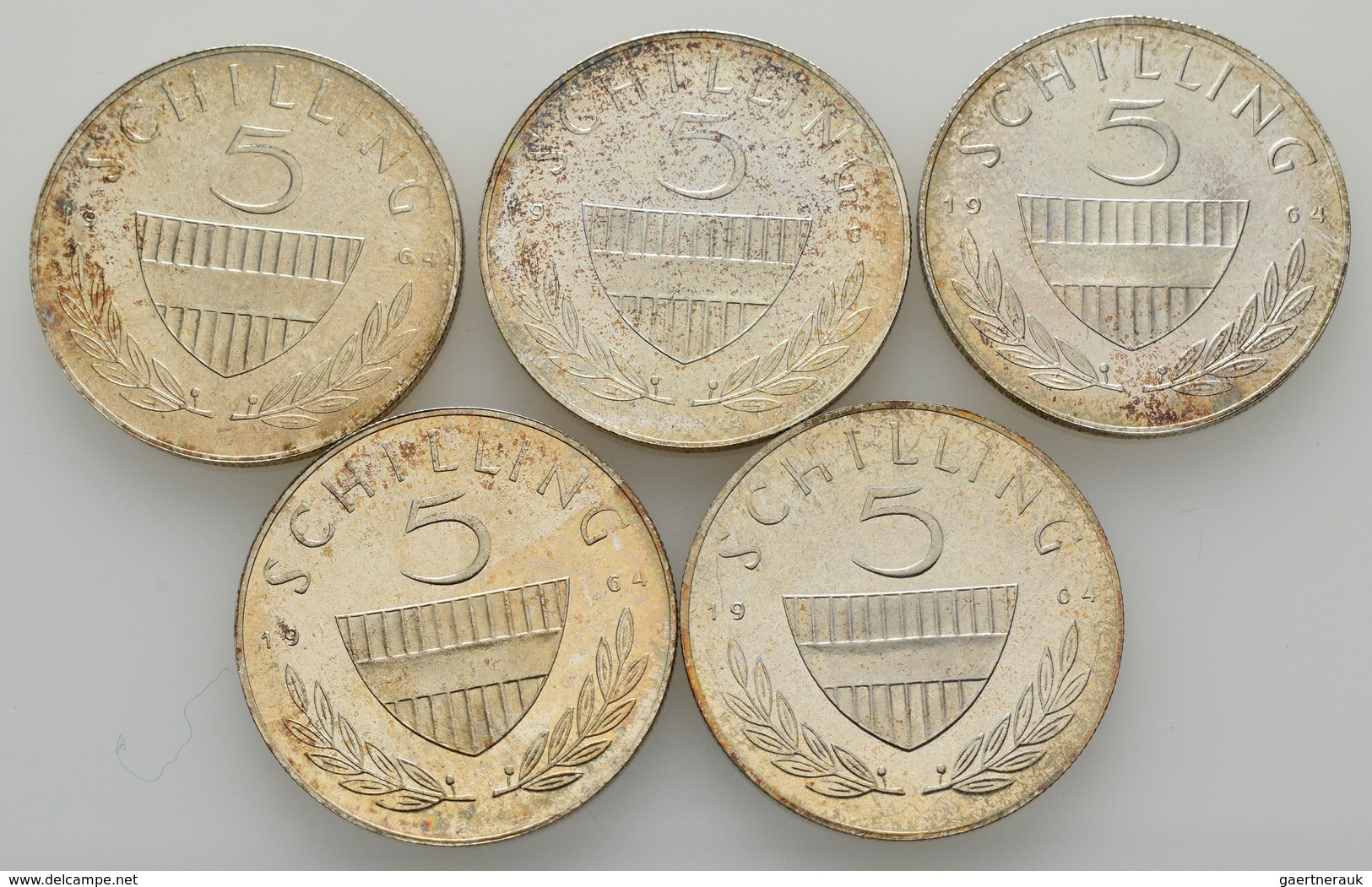 Österreich: Lot 116 X 5 Schilling 1964 "Spanische Hofreitschule", Silber, Alle Einzeln In Münztäsche - Oesterreich