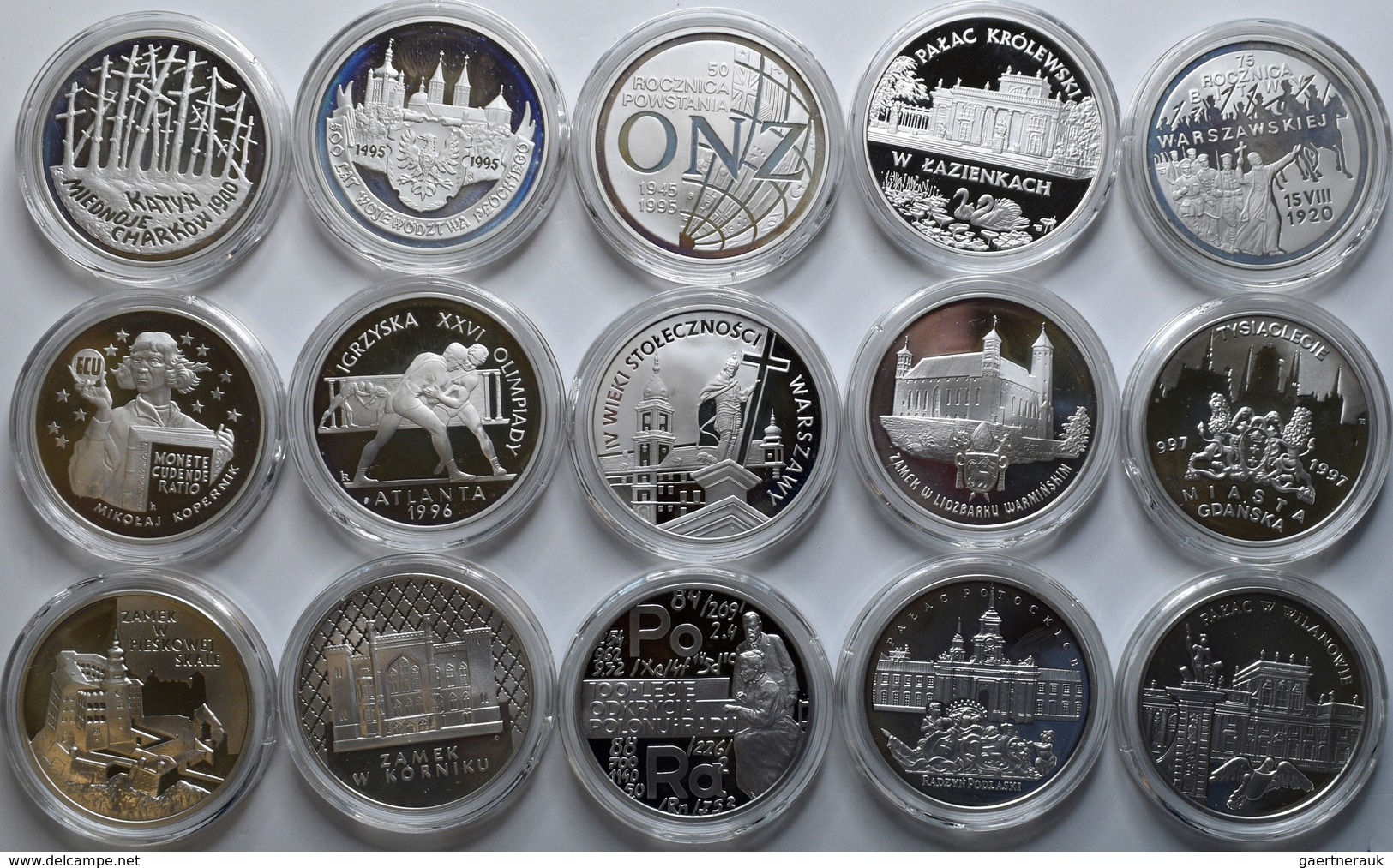 Polen: Lot 15 X 20 Zlotych 1995 - 2000. Diverse Motive, Jede Münze Anders. Jeweils In Kapsel, Polier - Pologne