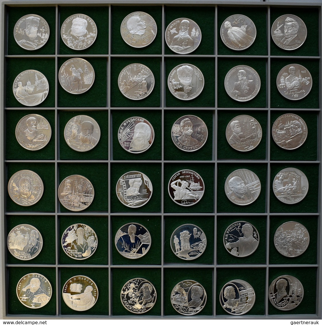 Russland: Sammlung 36 X 2 Rubel 1994-2000 Aus Silber, KM# Y342 - 584. Dabei Auch Münzen Aus Der Seri - Russland
