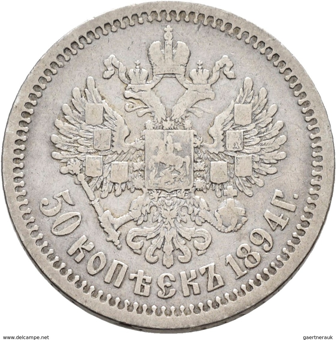 Russland: Lot 6 Stück; 1/2 Rubel (Poltina) 1817, 1829, 1851, 1859, sowie 50 Kopeken 1894, 1912, meis