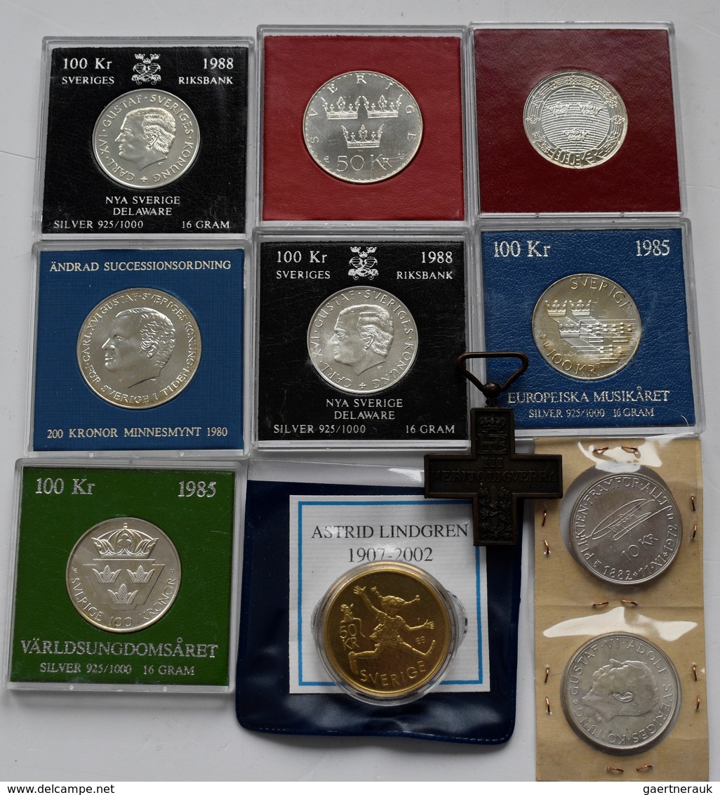 Schweden: Lot 11 Stück; 100 Kronor 1980, 1983, 1985, 1985, 1988 (2), 50 Kronor 1975 ( Alle Gekapselt - Suède