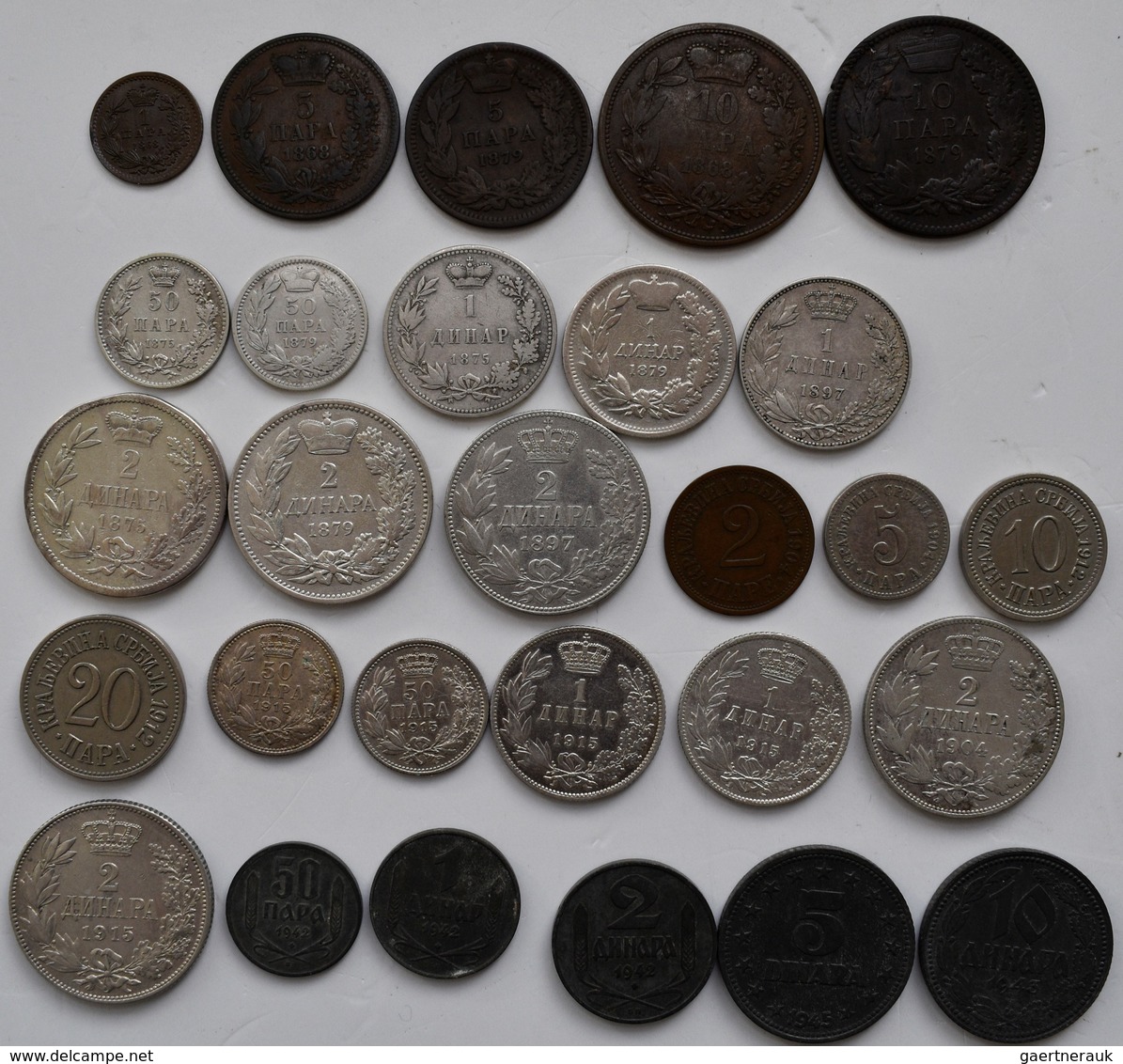 Serbien: Lot 28 Münzen / Typensammlung Serbien, Ausgaben Von 1868 - 1945. - Serbie