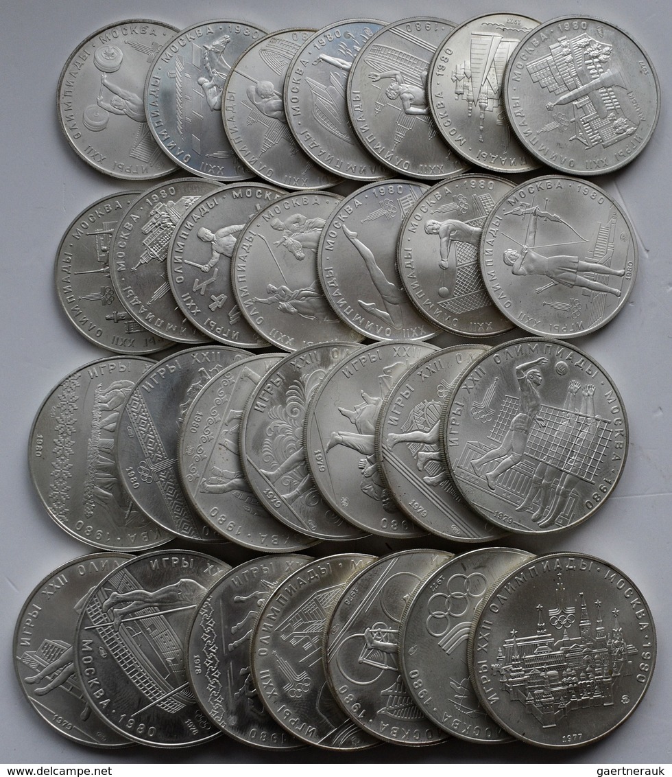 Sowjetunion: Olympische Spiele Moskau 1980: 14 X 5 Rubel Sowie 14 X 10 Rubel Gedenkmünzen, Augensche - Rusland