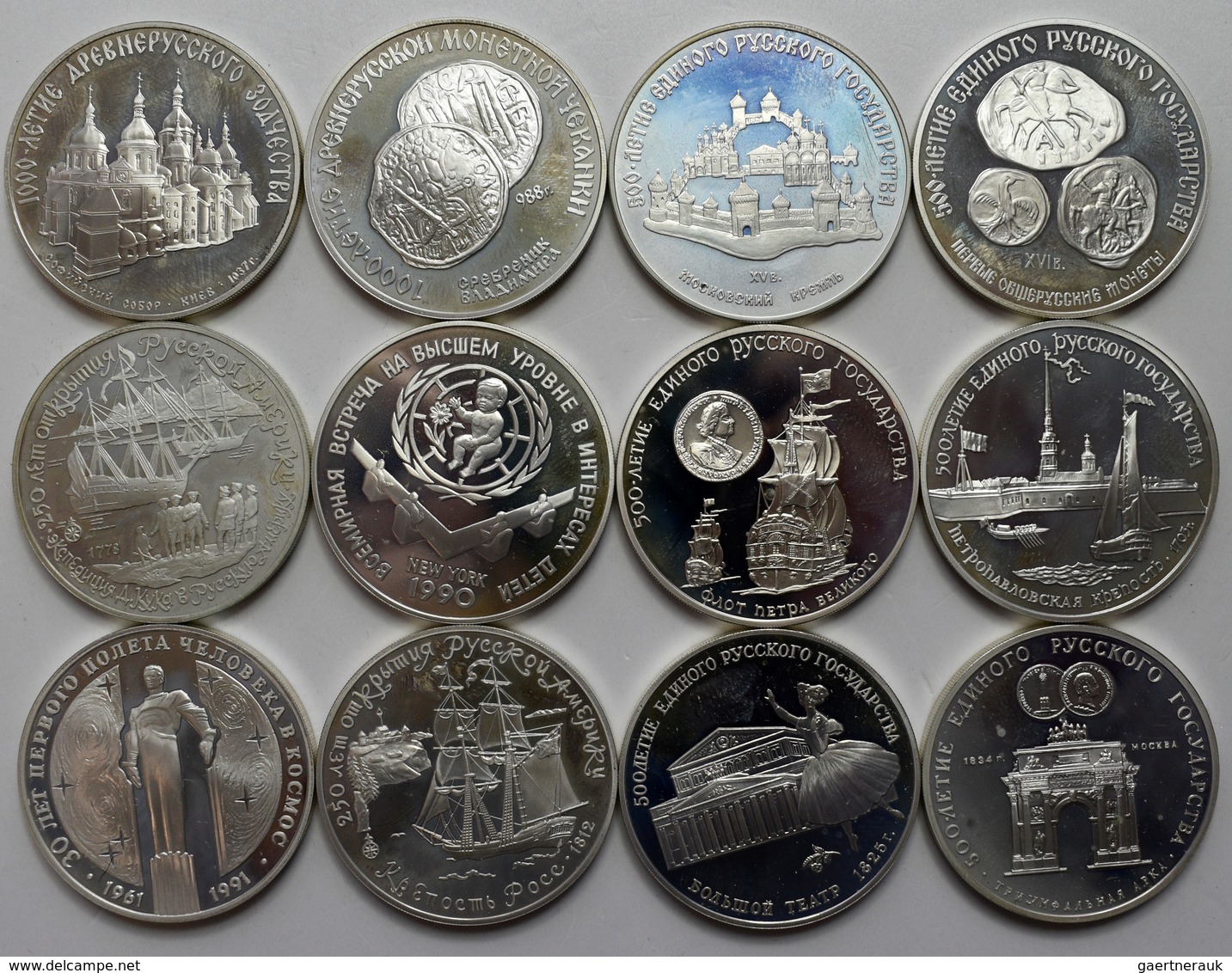 Sowjetunion: Sammlung 12 X Diverse 3 Rubel Silbermünzen 1988 - 1991. 34,56 G 900/1000 Silber. Offen - Rusland