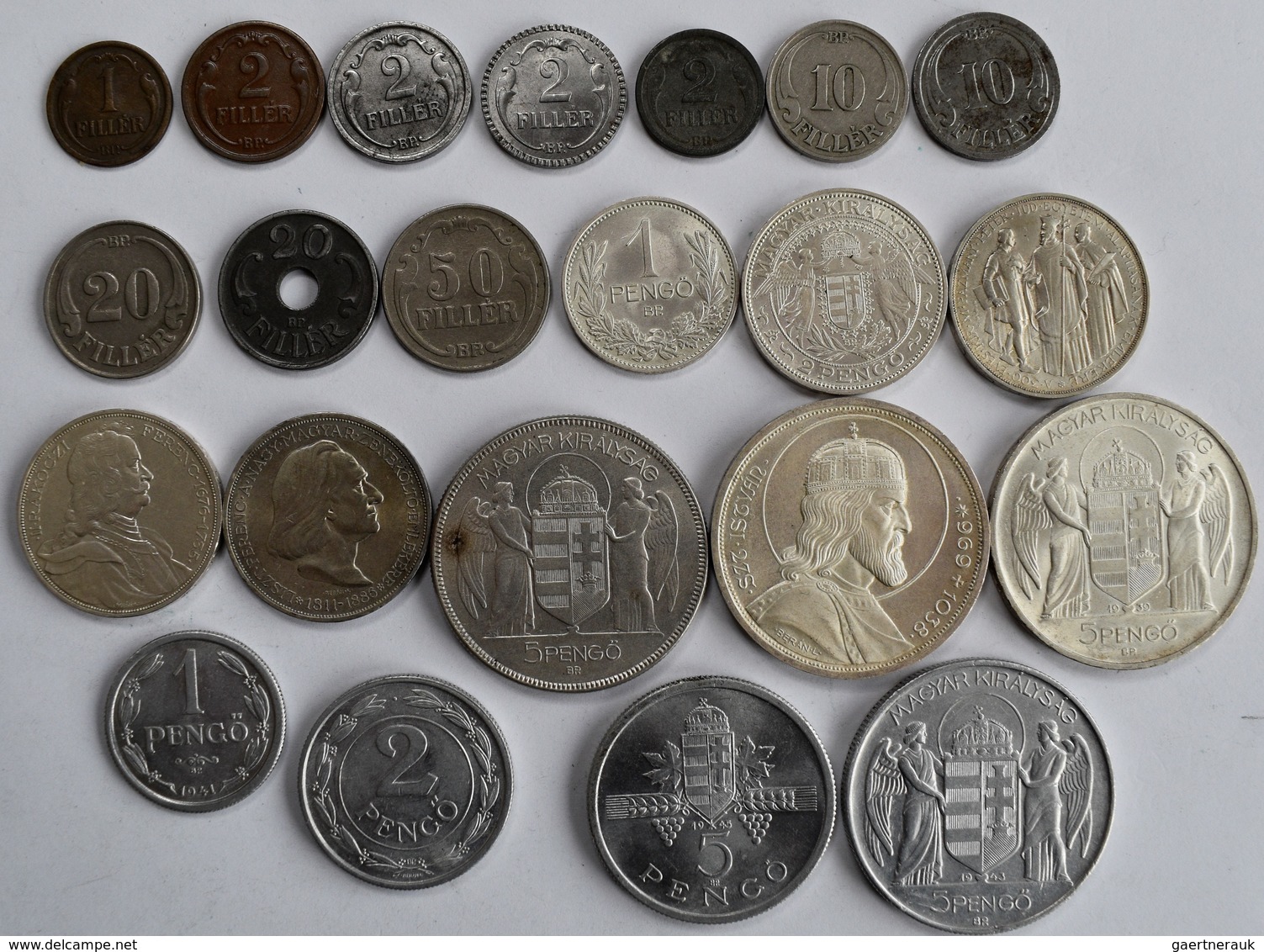 Ungarn: 22 Diverse Münzen Des Königreichs 1926-1945 Lautend Auf Filler Und Pengö. - Ungarn