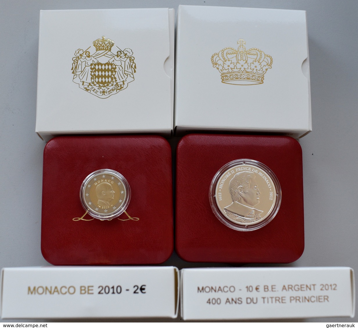 Monaco: Lot 4 Münzen Aus Monaco, Dabei: 2 X 2 Euro 2010 Pp (KM# 195) Sowie 2 X 10 Euro 2012 - 400 Ja - Monaco