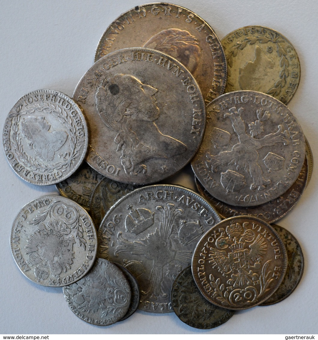 Haus Habsburg: Lot 16 Silbermünzen; Kronentaler 1784B, 1796H, 1795H /1/2 Kronentaler 1790A, 1797C / - Sonstige – Europa