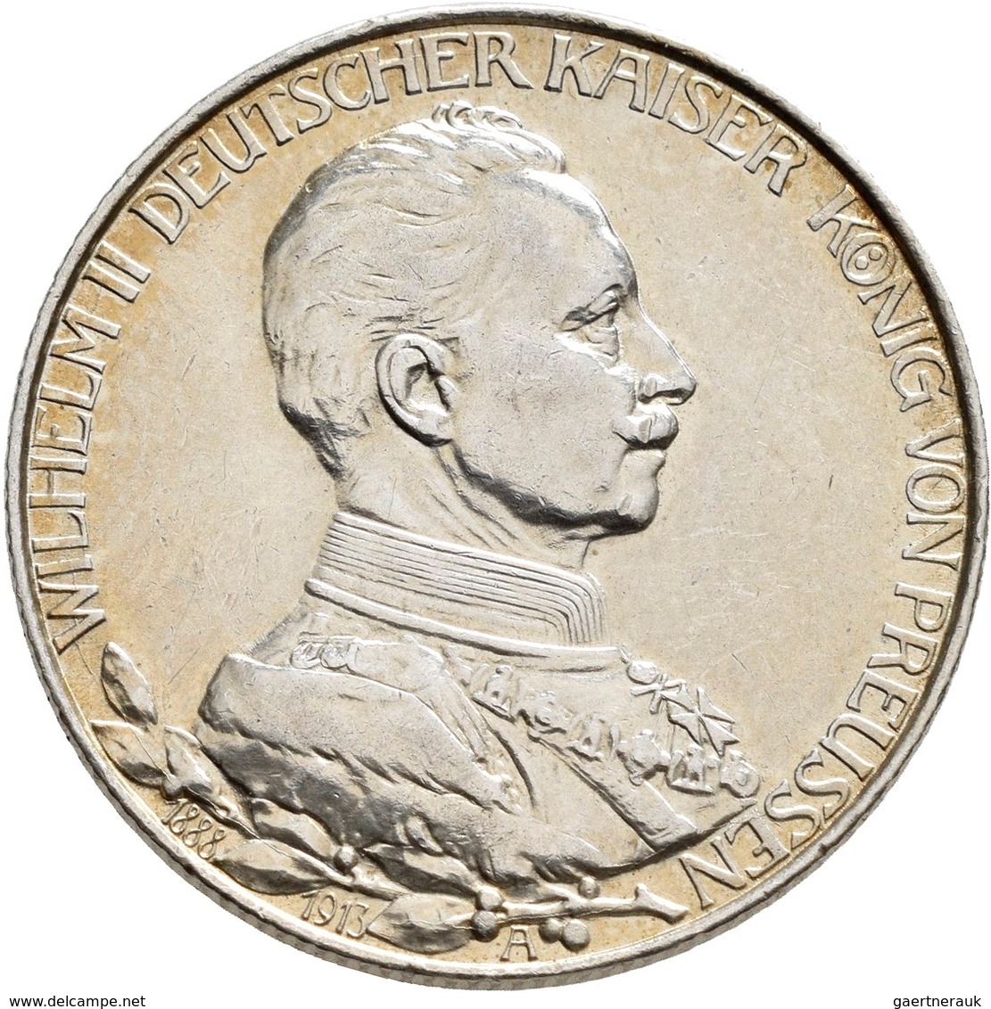 Umlaufmünzen 2 Mark bis 5 Mark: Preussen: Lot 7 Stück; 5 + 3 Mark 1901 (200 Jahrfeier); 3 + 2 Mark 1