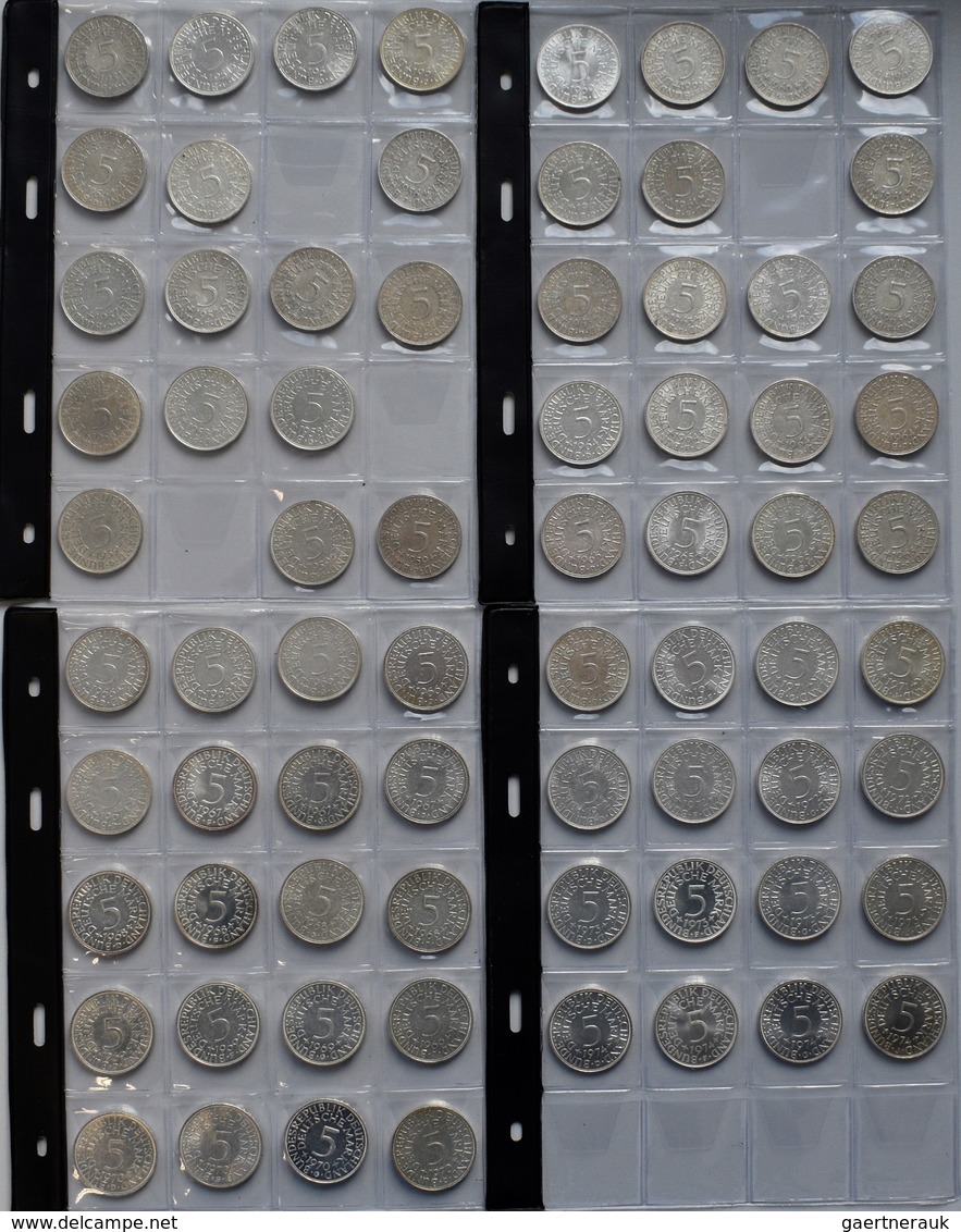 Bundesrepublik Deutschland 1948-2001: 72 X 5 DM Kursmünzen Silberadler, Bis Auf 1958 J Alle Jahrgäng - Autres & Non Classés